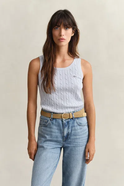 Gant Cable Knit Tank Top In Blue