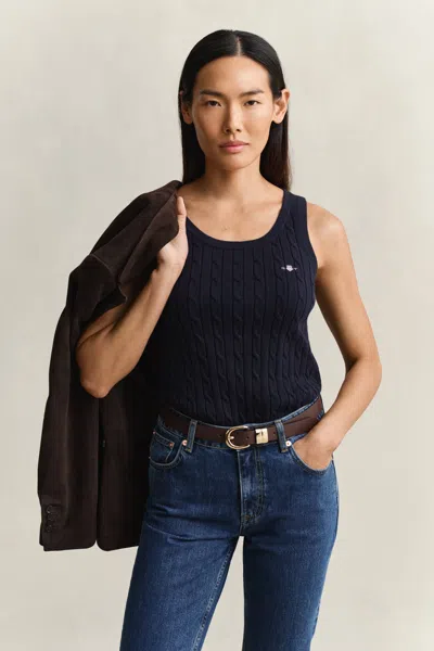 Gant Cable Knit Tank Top In Blue