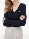 Gant Cable-knit V-neck Sweater In Blue