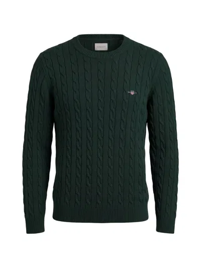 Gant Cable-knit Cotton Sweater In Green