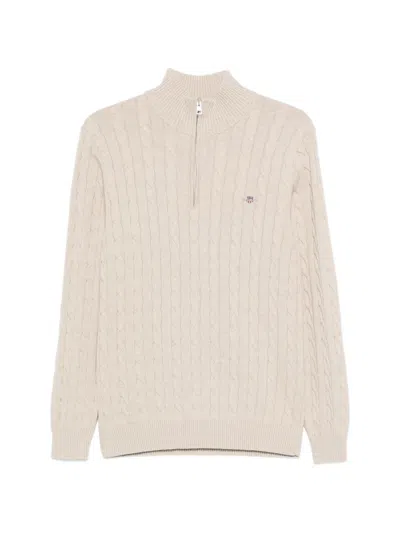 Gant Cable-knit Quarter-zip Sweater In Multi