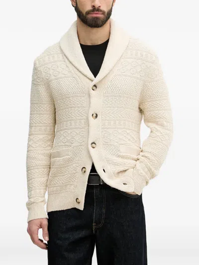 Gant Cable-knit Shawl-collar Cardigan In Neutral