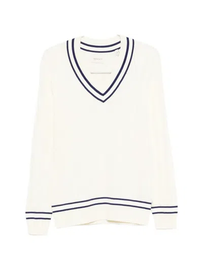 Gant Cable-knit Striped-trim Sweater In Multi