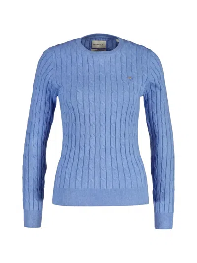 Gant Cable-knit Sweater In Blue