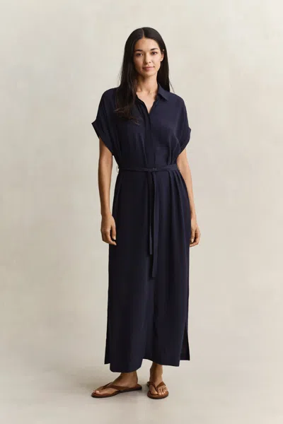 Gant Cap Sleeve Shirt Dress In Blue