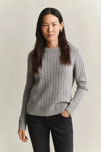 Gant Cashmere Cable Knit Sweater In Gray