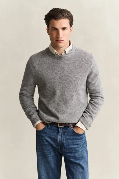 Gant Cashmere Crew Neck Sweater In Gray