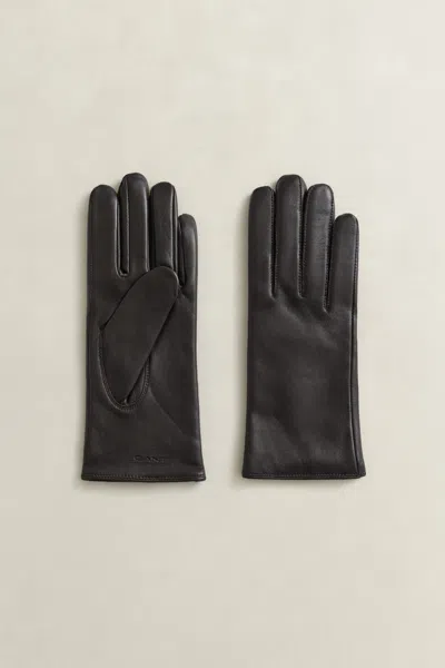 Gant Cashmere Lined Leather Gloves In Brown