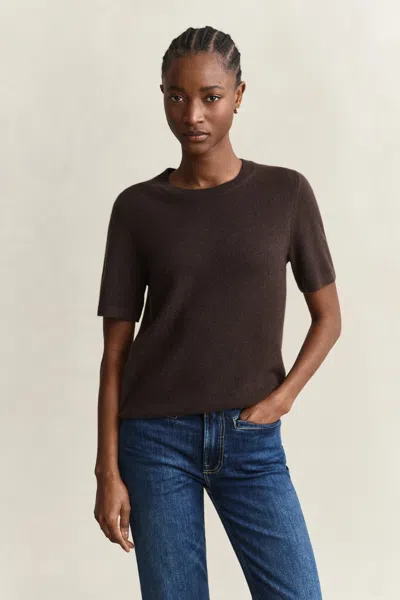 Gant Cashmere Short Sleeve Sweater In Brown
