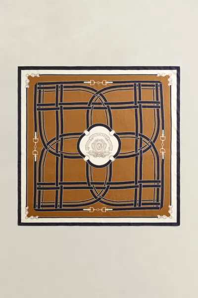 Gant Chain Print Silk Scarf In Brown
