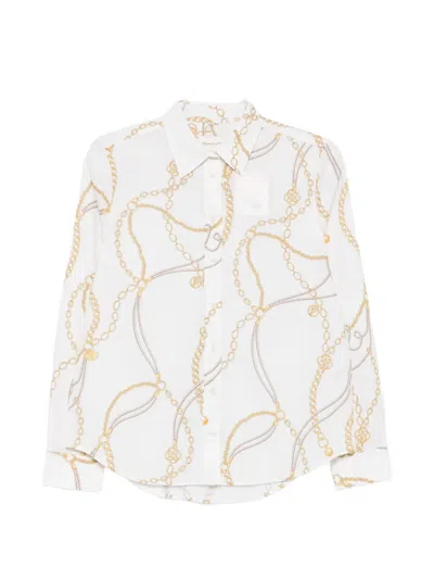 Gant Chain-print Long-sleeve Shirt In White