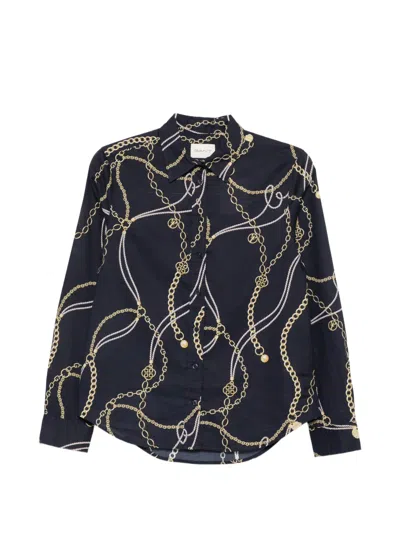 Gant Chain-print Long-sleeved Shirt In Blue