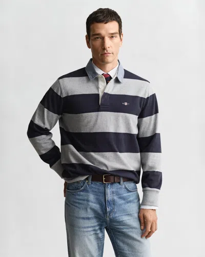 Gant Mens Regular Fit Chambray Stripe Heavy Rugger In Blue