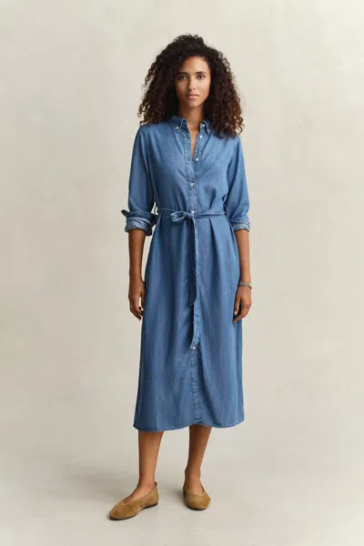 Gant Chambray Shirt Dress In Purple