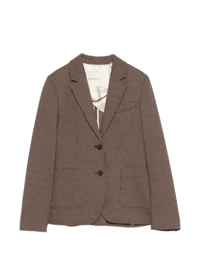 Gant Check-pattern Blazer In Brown