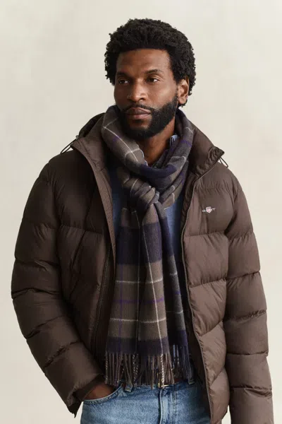 Gant Checked Scarf In Shadow Brown