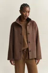 Gant Checked Wool Blend Jacket In Brown