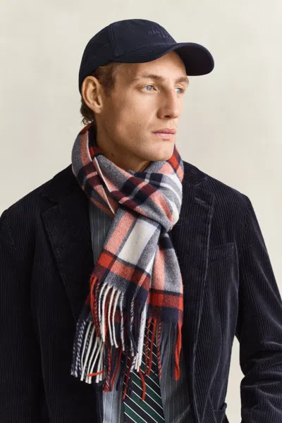 Gant Checked Wool Scarf In White