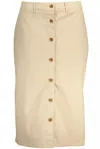 Gant Chic Beige Longuette Skirt With Classic Button Detail In Beige