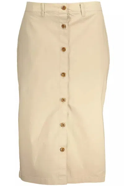 Gant Chic Longuette Skirt With Classic Button Women's Detail In Beige
