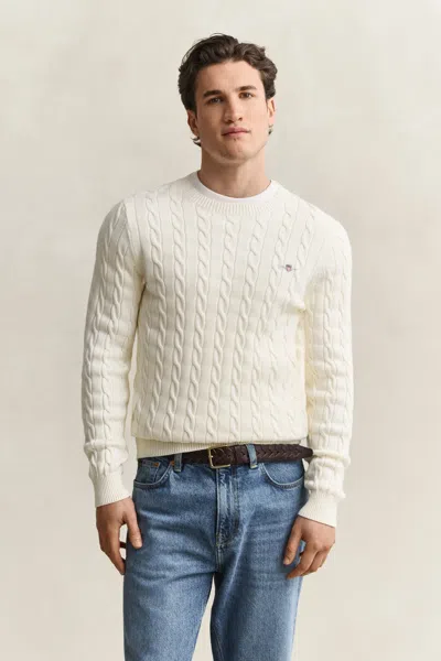Gant Classic Cable Knit Sweater In Gold