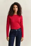 Gant Classic Cable Knit Sweater In Ruby Red