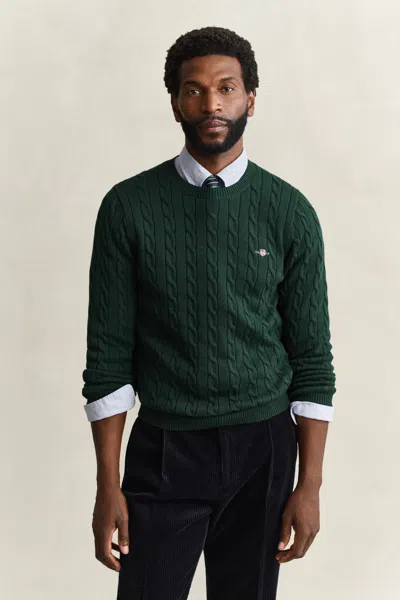 Gant Classic Cable Knit Sweater In Green