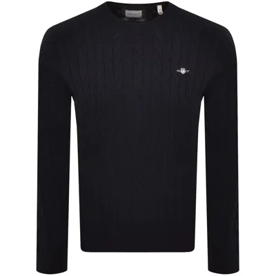 Gant Classic Cotton Cable Knit Jumper Navy In Multi