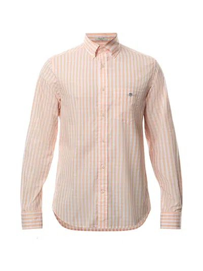 Gant Classic Poplin Gingham Shirt In Orange
