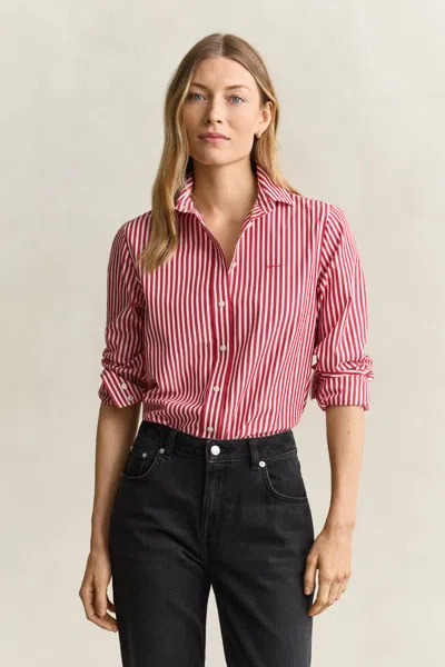 Gant Classic Regular Striped Poplin Shirt In Multi