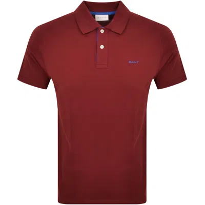Gant Collar Contrast Rugger Polo T Shirt Red