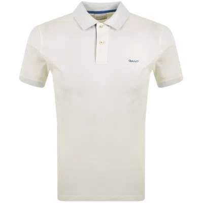 Gant Collar Contrast Rugger Polo T Shirt White