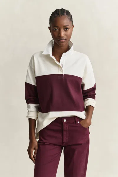 Gant Color Block Heavy Rugger In Purple