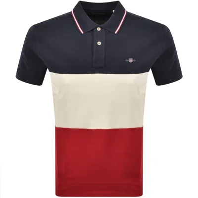 Gant Colour Block Polo T Shirt Ruby Red In Black