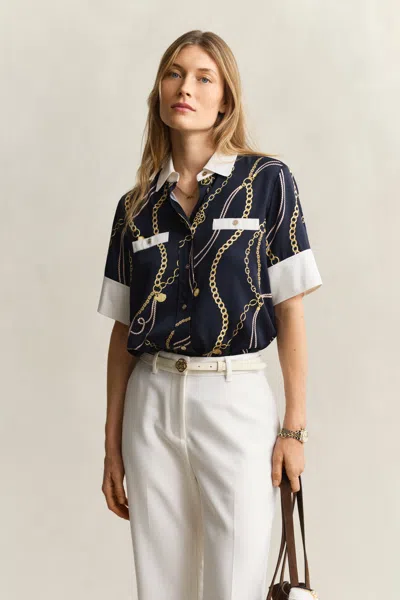 Gant Contrast Blouse In Multi