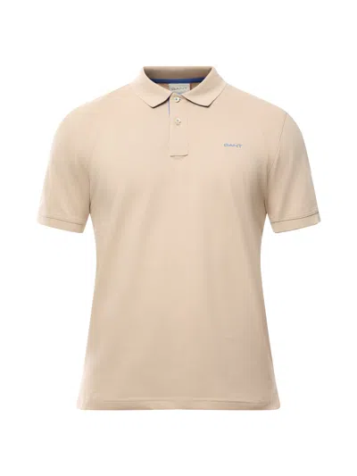Gant Contrast Piqué Polo Shirt In Dry Sand