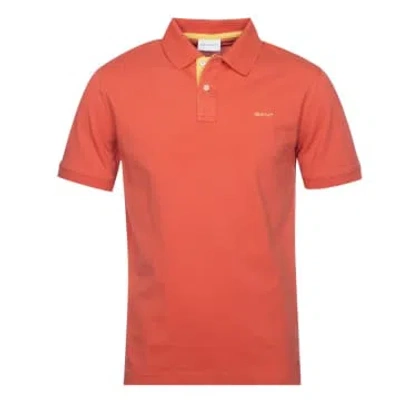 Gant Contrast Piqué Polo Shirt In Orange