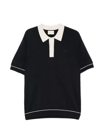 Gant Contrast-collar Tipped Polo Shirt In Black