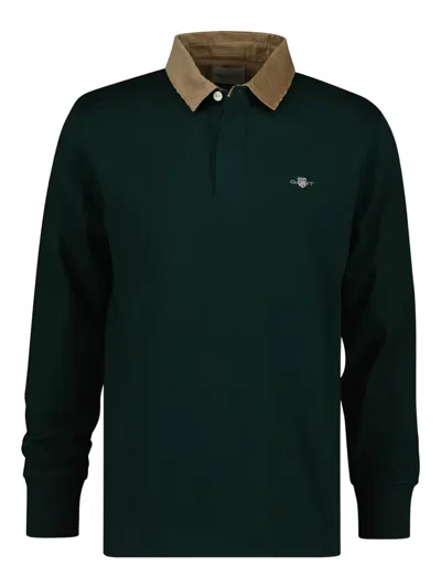 Gant Cord Collar Rugger Polo Shirt In Green