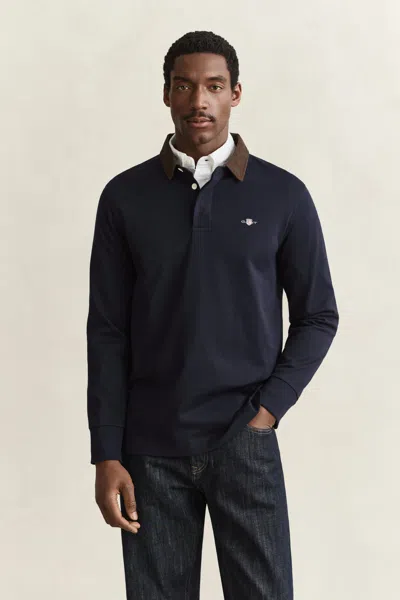 Gant Corduroy Collar Rugger In Blue