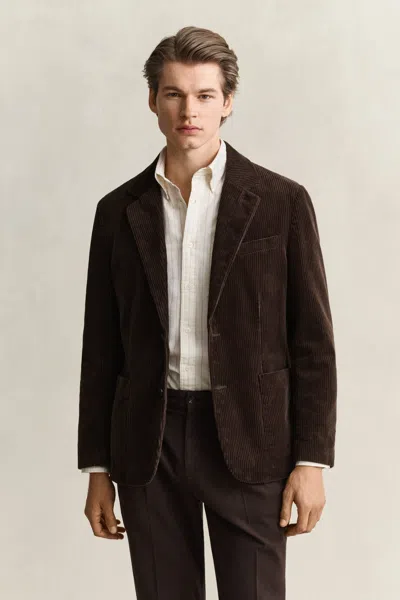 Gant Corduroy Suit Jacket In Brown
