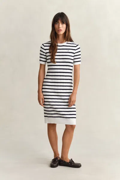 Gant Cotton Cable Knit Dress In Multi