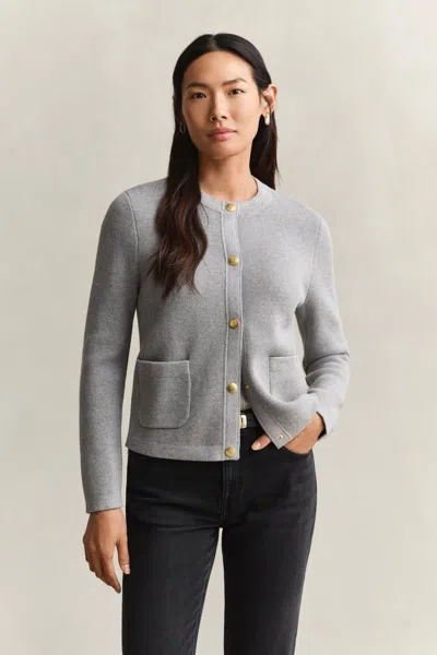 Gant Cotton Cardigan In Gray