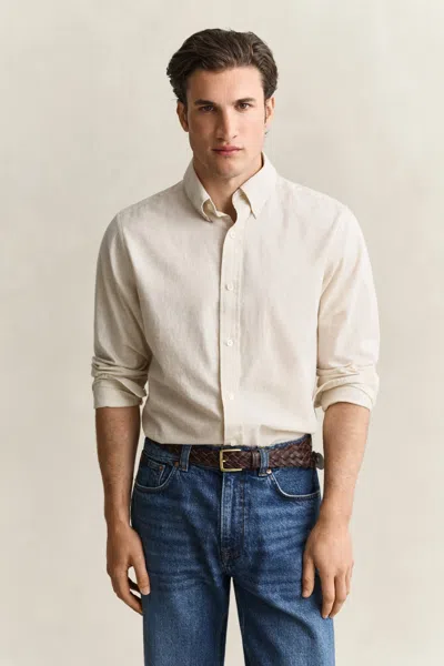 Gant Cotton Cashmere Shirt In Sand Melange