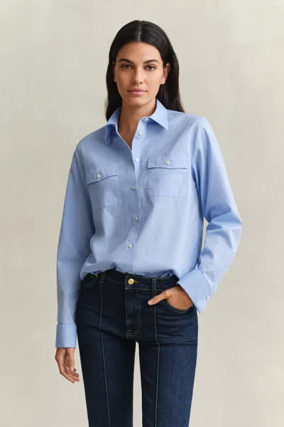 Gant Cotton French Cuff Shirt In Blue