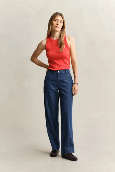 Gant Cotton Linen Jeans In Blue