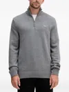 Gant Cotton Piqué Half-zip Sweater In Gray