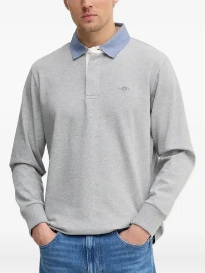 Gant Cotton Polo Shirt In Gray