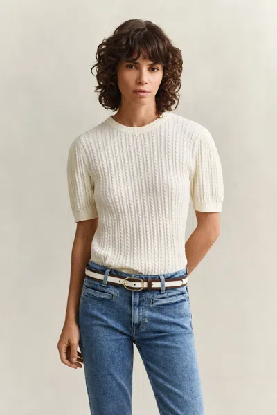 Gant Cotton Short Sleeve Sweater In Black