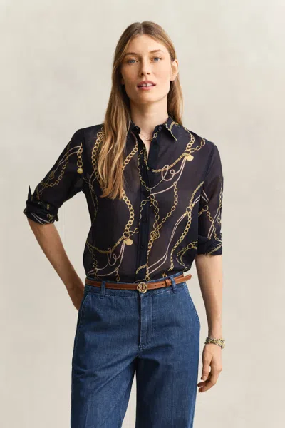 Gant Cotton Silk Shirt In Black